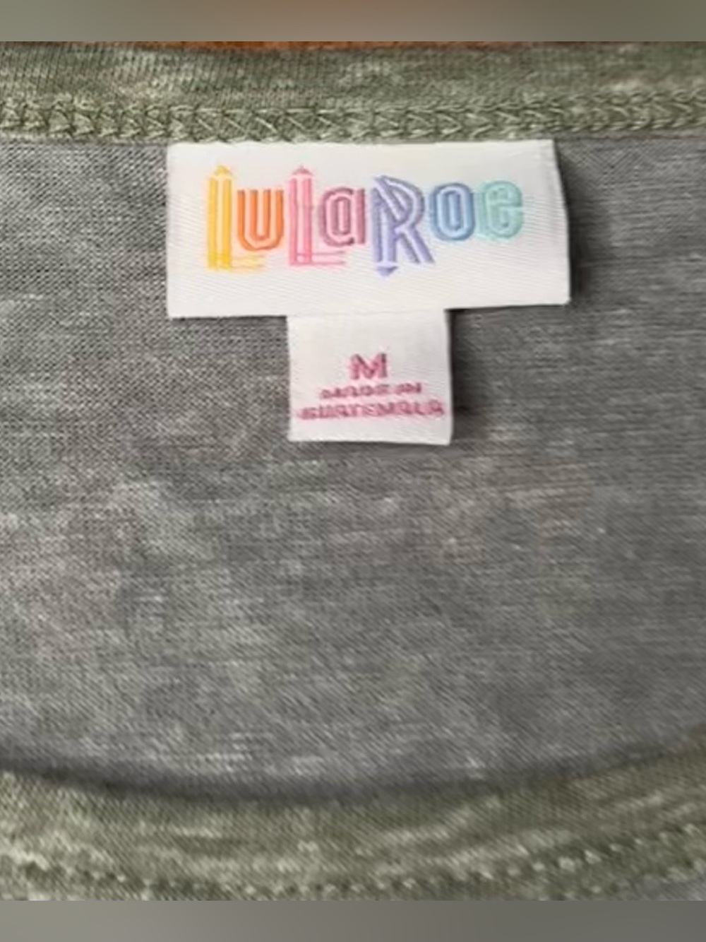 LuLaRoe Gray Dress with Olive Trim - Picture 2 of 7